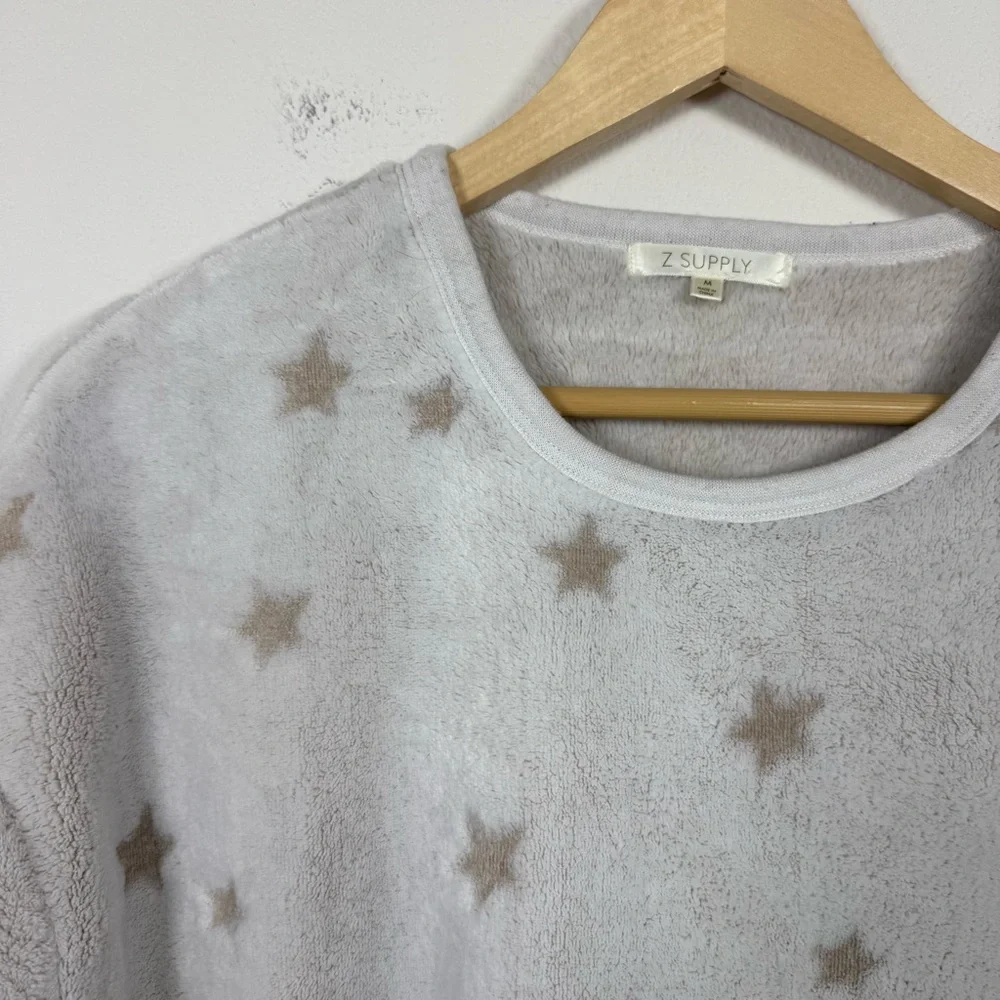 Z Supply Women’s Frosted Plush Star Long Sleeve Top Grey Size M - Picture 8 of 12